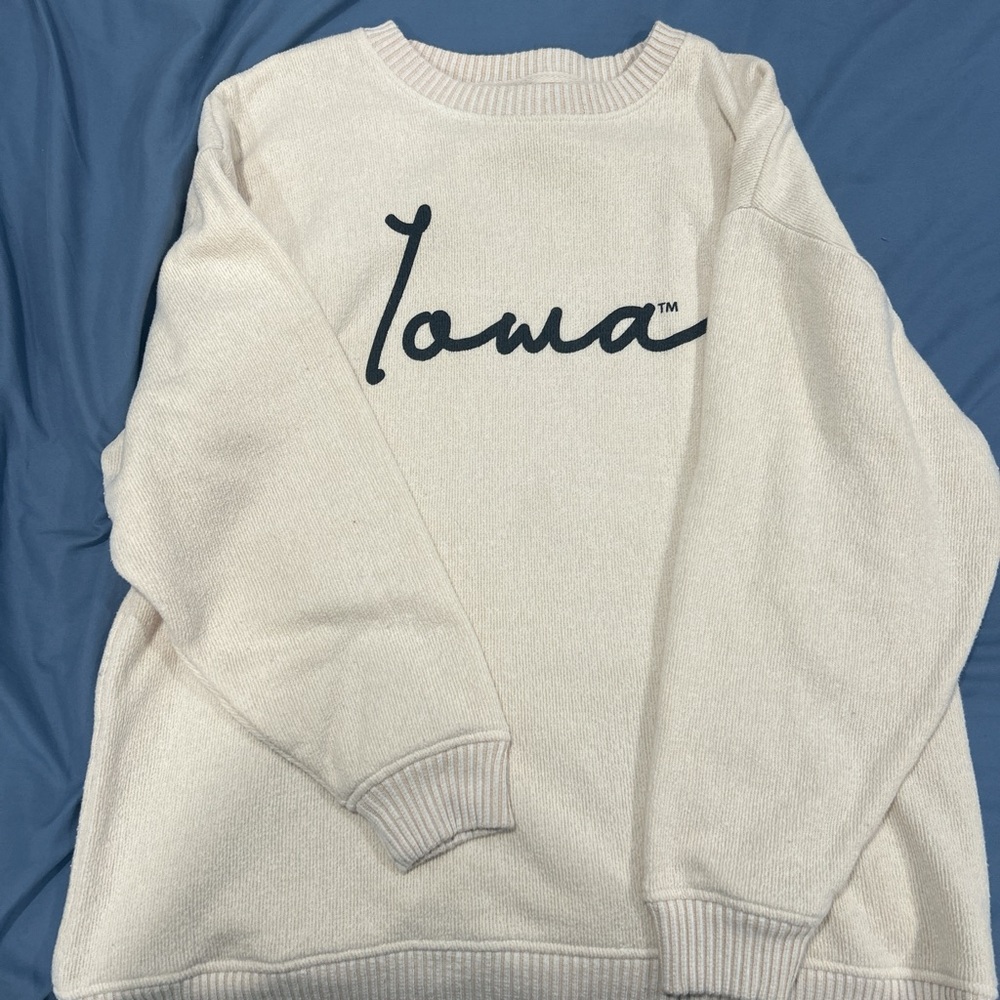 Elegant Cream Sweater with Black Script